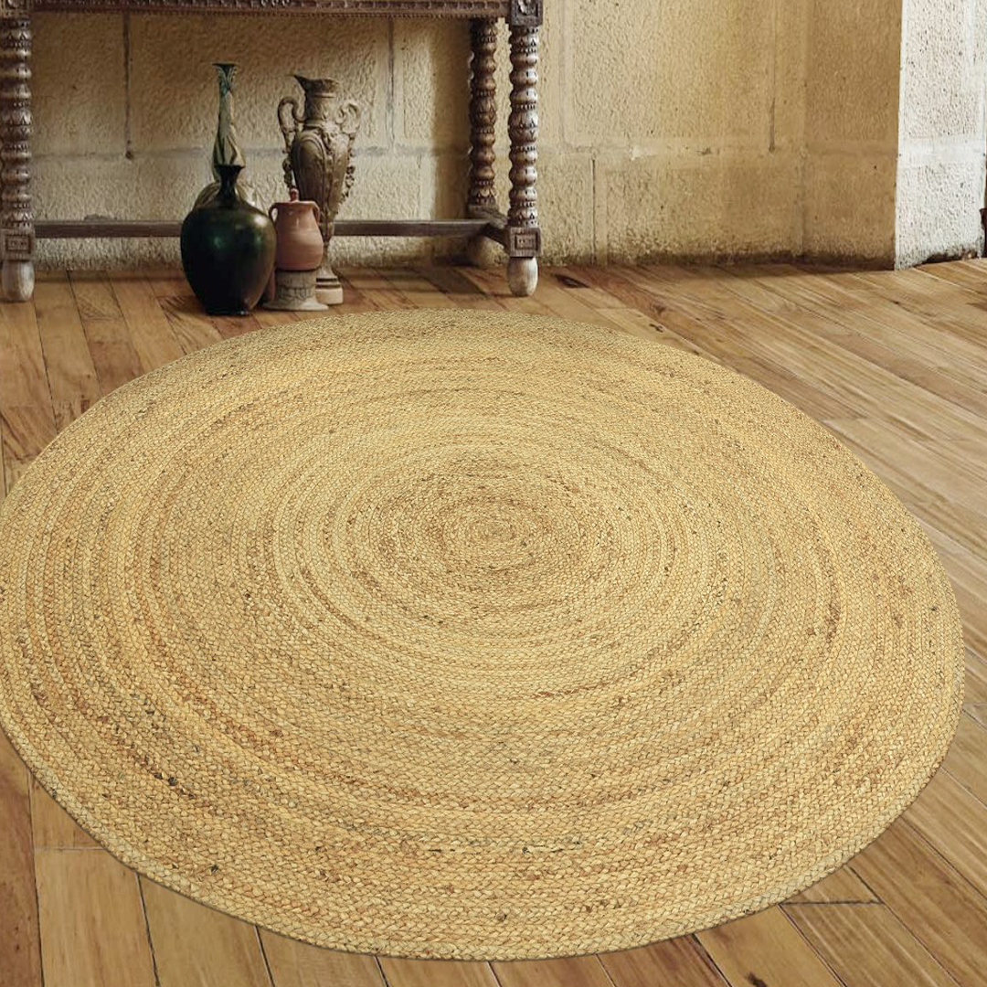 Lt Brown Round Jute Rugs for Living Room - Carpet Live