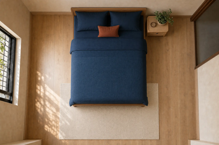 4 × 6 ft rug placed in a Single bedroom · Guest room