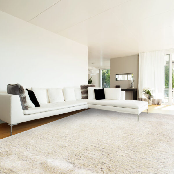 Modern Fluffy Microfiber Shaggy Rugs Off White Color