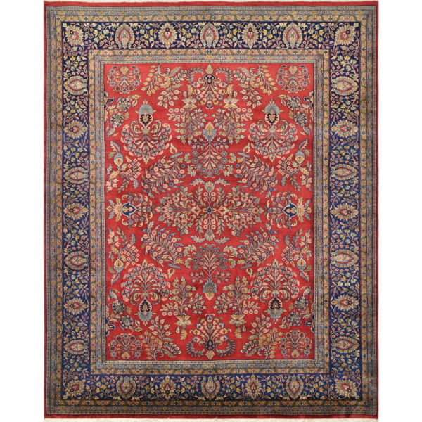 Sarough Rugs Red Blue Color