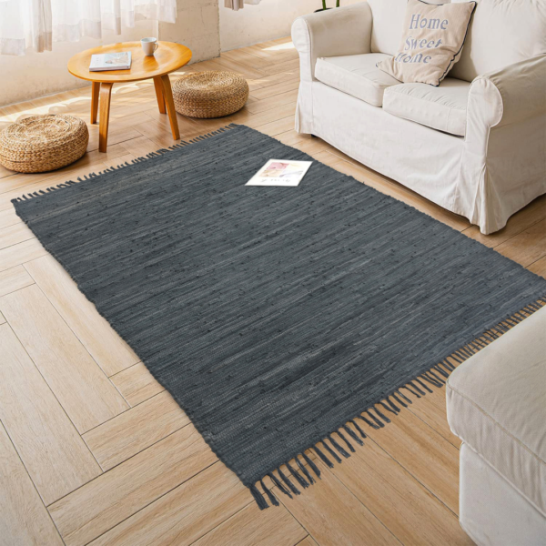 Handcrafted Montana Cotton Rugs Anthracite Color