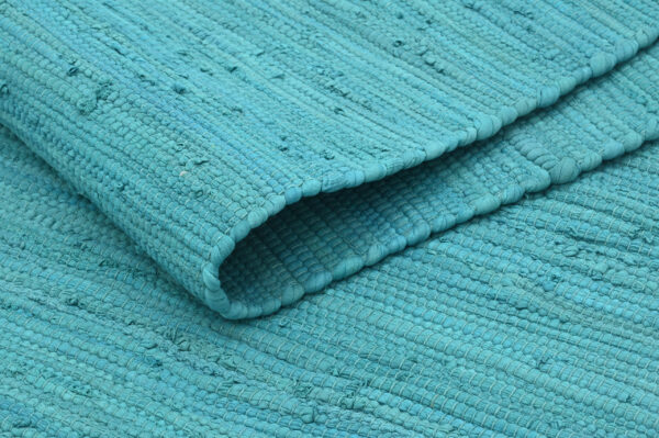 Handcrafted Montana Cotton Rugs Turquoise Color